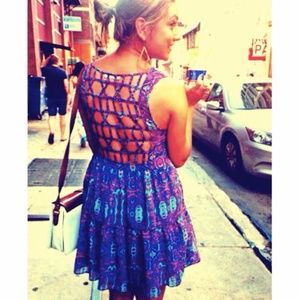 Gentle Fawn Geometric Cut-Out Back Mini Dress